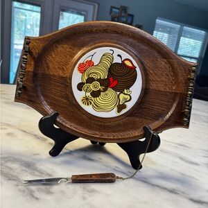 Vintage MCM Goodwood Cheese Serving Tray with Knife 1970’s